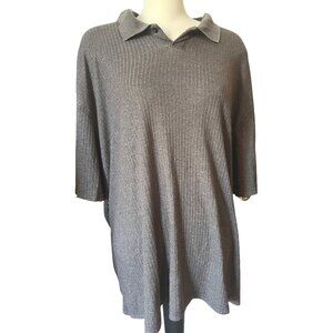 George Ribbed Short Sleeve Polo Shirt Sz 3XL Mens Grey Collared Slinky Material